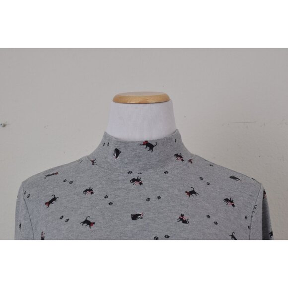 Christmas Cat Mock Neck shirt size L - Picture 10 of 10